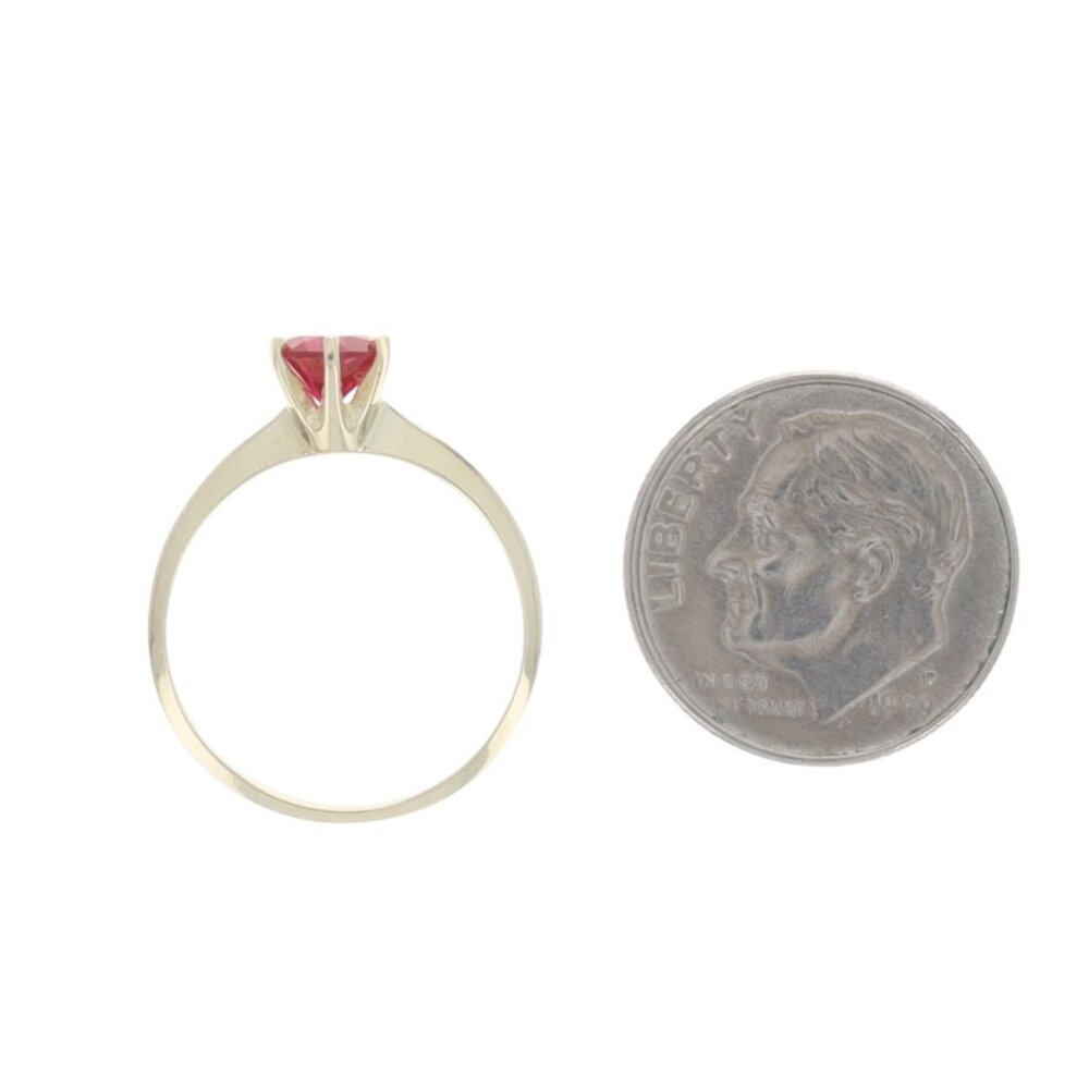 Yellow Gold Lab-Created Ruby Solitaire Ring - 10k… - image 5